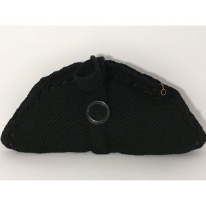 Vintage Crochet Handmade Black Lined Handbag
